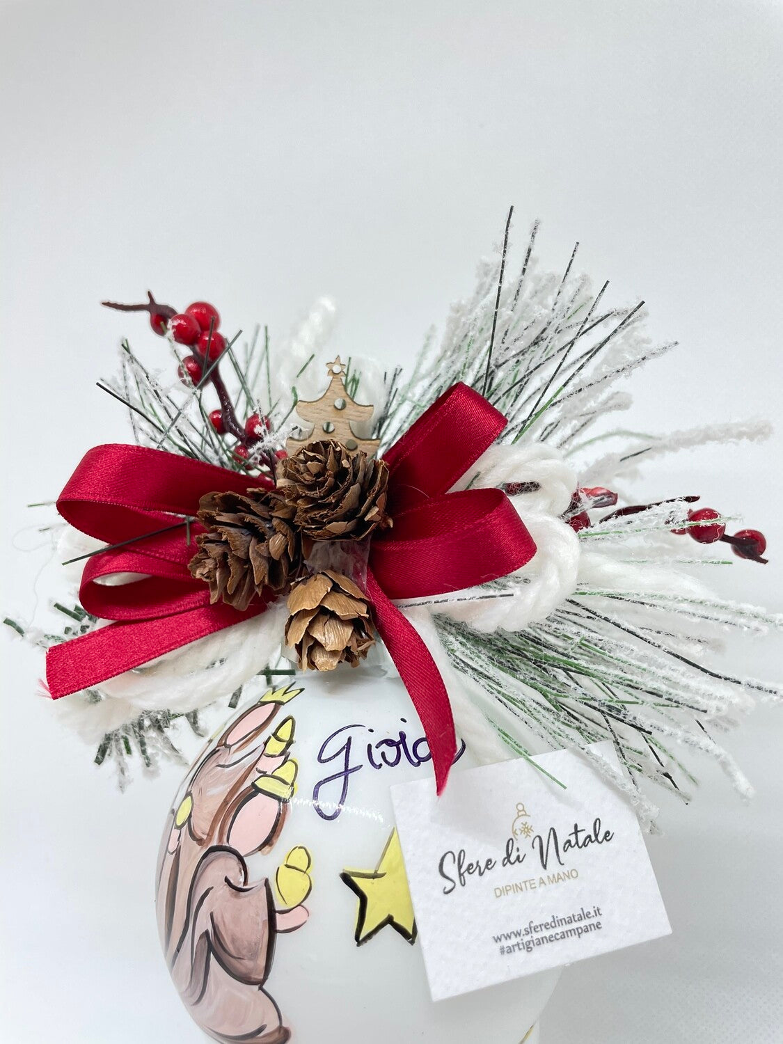 Sfera di Natale in Vetro Personalizzata Re Magi Dipinta A MANO Prodotto Made in Italy