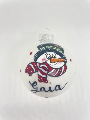 KIT 4 Sfere di Natale in Vetro Personalizzate Soggetti Babbo Natale, Gnomo, Alce, Pupazzo di Neve Dipinta A MANO Prodotto Made in Italy