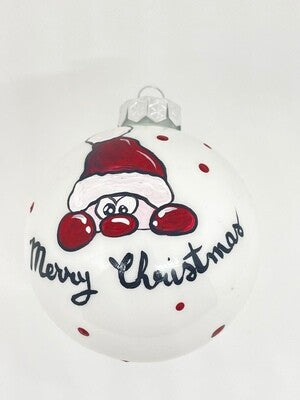 KIT 4 Sfere di Natale in Vetro Personalizzate Soggetti Babbo Natale, Gnomo, Alce, Pupazzo di Neve Dipinta A MANO Prodotto Made in Italy