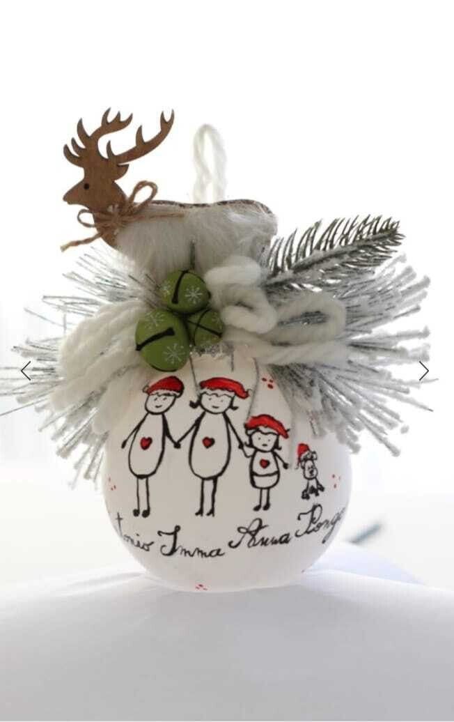 Sfera di Natale in Vetro Personalizzata Famiglia Basic Dipinta A MANO Prodotto Made in Italy