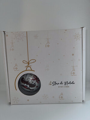 KIT 4 Sfere di Natale in Vetro Personalizzate Soggetti Babbo Natale, Gnomo, Alce, Pupazzo di Neve Dipinta A MANO Prodotto Made in Italy
