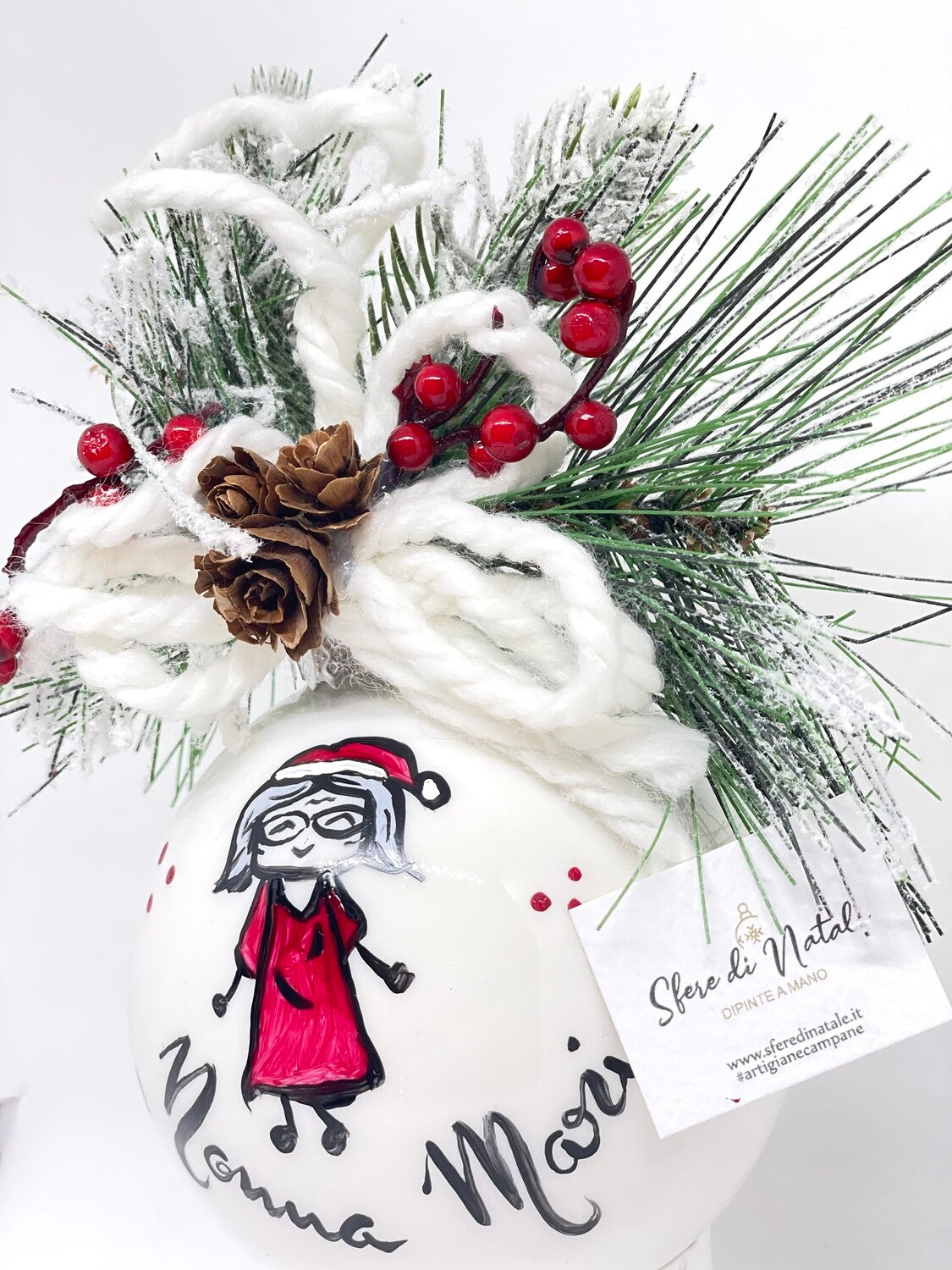 Sfera di Natale in Vetro Personalizzata Soggetto Nonna Maria