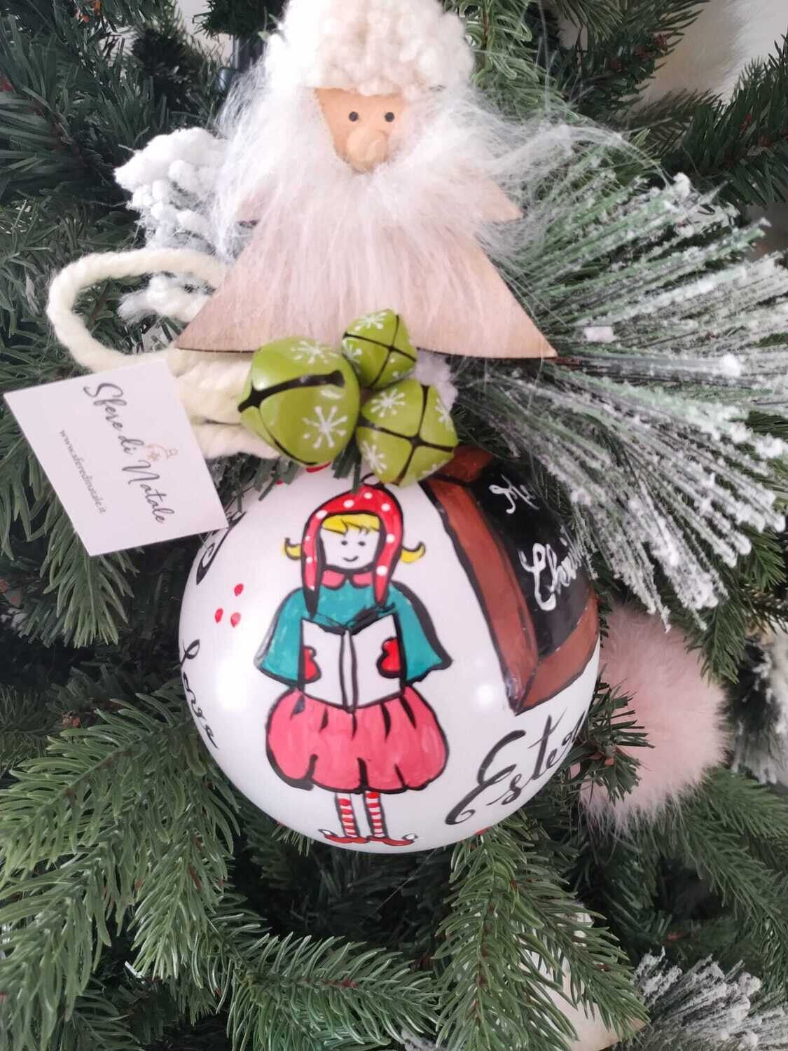 Sfera di Natale in Vetro Personalizzata Maestra di Asilo Dipinta A MANO Prodotto Made in Italy
