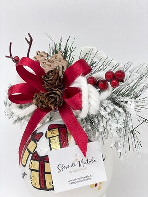 Sfera di Natale in Vetro Personalizzata Soggetto Pacchetti Dipinta A MANO Prodotto Made in Italy