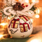 Sfera di Natale in Vetro Personalizzata Soggetto Pacchetti Dipinta A MANO Prodotto Made in Italy