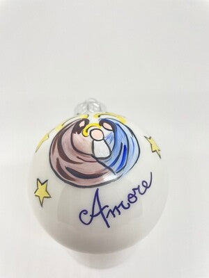 KIT 4 Sfere di Natale in Vetro Personalizzate Soggetti Natività, Angelo, Candele, Re Magi Dipinta A MANO Prodotto Made in Italy