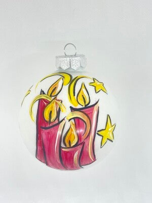 KIT 4 Sfere di Natale in Vetro Personalizzate Soggetti Natività, Angelo, Candele, Re Magi Dipinta A MANO Prodotto Made in Italy