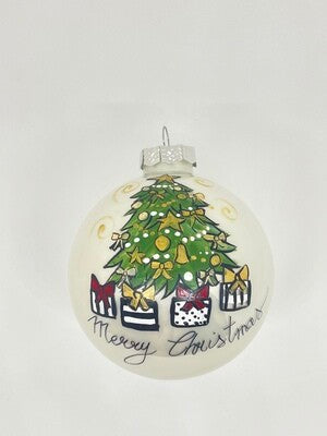 KIT 4 Sfere di Natale in Vetro Personalizzate Soggetti Albero, Babbo Natale in moto, Furgoncino, Camino Dipinta A MANO Prodotto Made in Italy