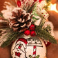Sfera di Natale in Vetro Personalizzata Soggetto Babbo Natale con Pacchetto Regalo Dipinta A MANO Prodotto Made in Italy