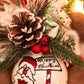 Sfera di Natale in Vetro Personalizzata Soggetto Babbo Natale con Pacchetto Regalo Dipinta A MANO Prodotto Made in Italy